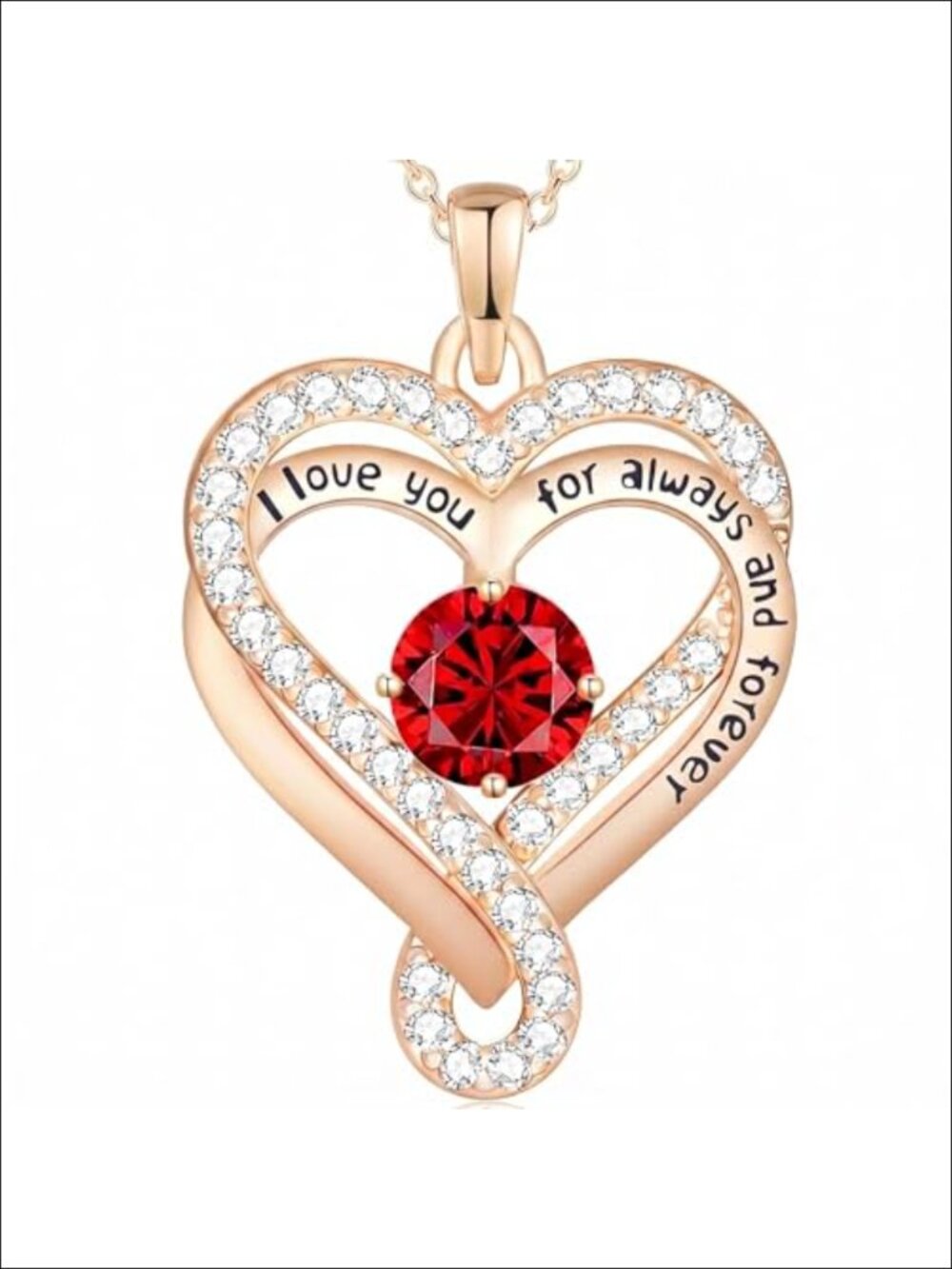 S925 Sterling Silver Birthstone Infinity Heart Pendant Necklace for Women Gift